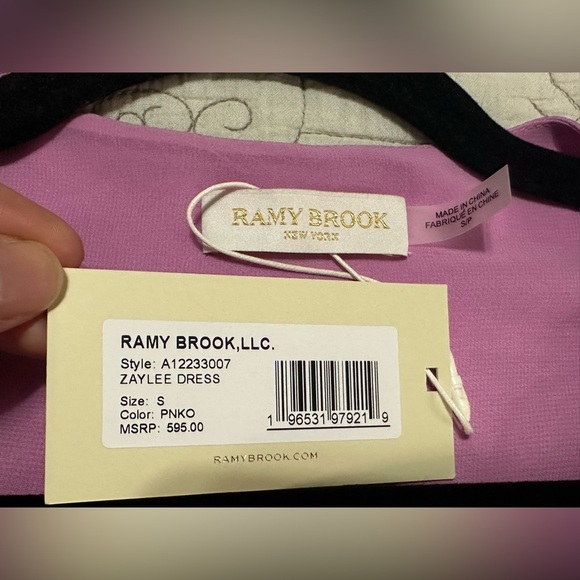 NEW Ramy Brook Zaylee Knotted Bodice Pleated Gown Sz S Pink Plunging Neckline - Picture 6 of 11